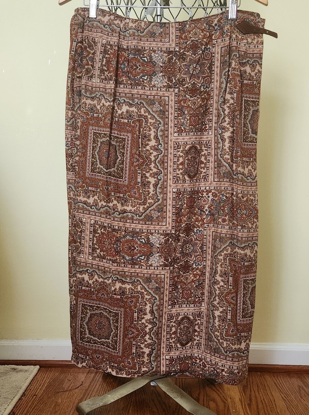 Vintage Talbots Brown Cross Over Multi-Pattern Maxi Skirt